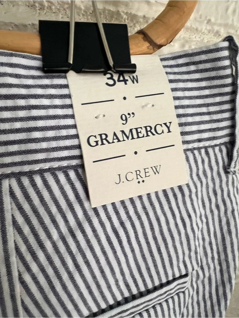 J. Crew Men’s Flex Sz 34 Navy and White Seersucker Flat Front 9” Shorts MSRP $79